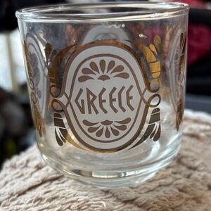Vintage TWA Gold and White Greece Glass
